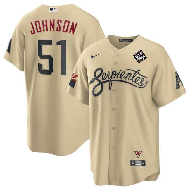 Men%27s Arizona Diamondbacks #51 Randy Johnson Gold 2023 World Series City Connect Cool Base Stitched Jersey Dzhi->arizona diamondbacks->MLB Jersey